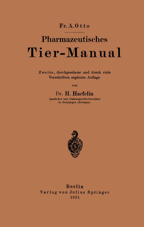 Produktbild: Pharmazeutisches Tier-Manual