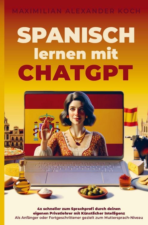Produktbild: Spanisch lernen mit ChatGPT: 4x schneller zum Sprachprofi durch deinen eigenen Privatlehrer mit K&uuml;nstlicher Intelligenz