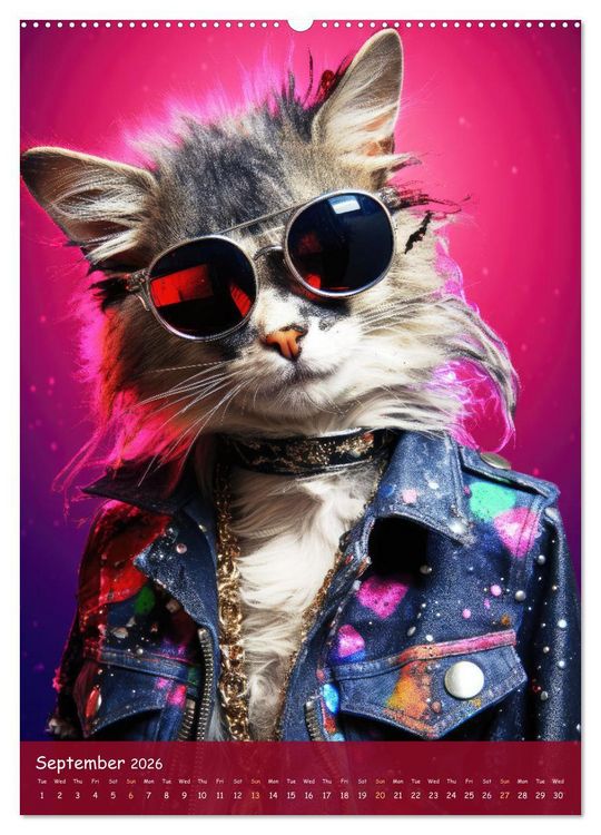 Produktbild: Crazy gangster cats (Wall Calendar 2026 DIN A2 portrait), CALVENDO 12 Month Wall Calendar