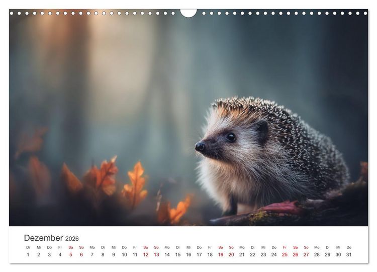 Produktbild: Rund, stachlig, munter - Ein Jahr mit Igeln (Wandkalender 2026 DIN A3 quer), CALVENDO Monatskalender