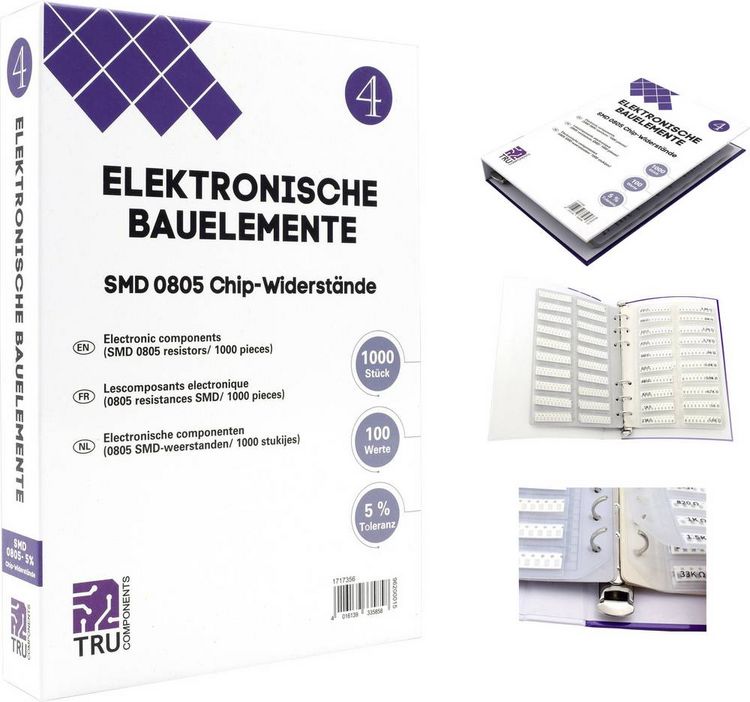 Produktbild: TRU COMPONENTS TC-6869424 TC-6869424 Sortiments-Album SMD 0805 0.125W 5% 1000 Teile