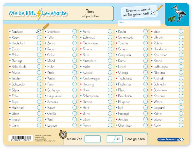 Produktbild: Meine Blitzlesekarten Set 4 zur Lesef&ouml;rderung (4 Lerntafeln mit Stift)