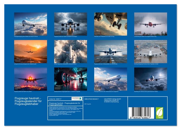 Produktbild: Flugzeuge hautnah - Flugzeugkalender f&uuml;r Flugzeugliebhaber (Wandkalender 2026 DIN A4 quer), CALVENDO Monatskalender