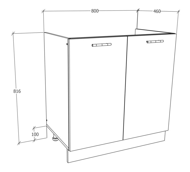 Produktbild: Sp&uuml;lunterschrank Breite 80 cm Sp&uuml;lenschrank Esilo