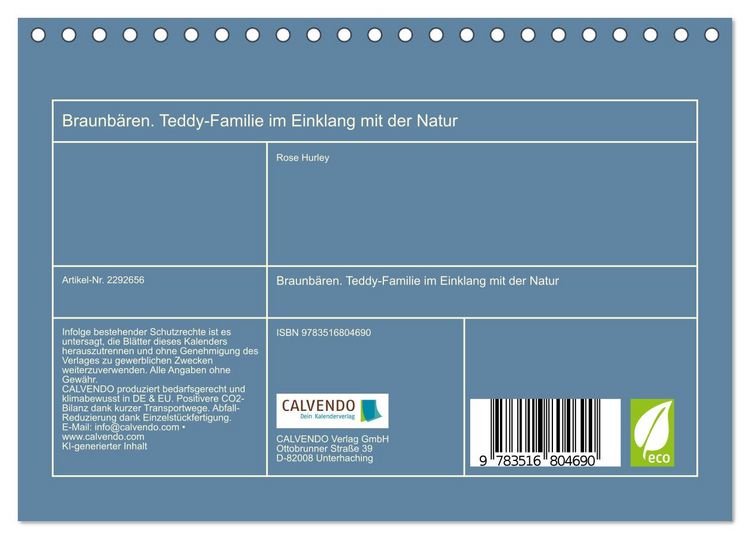 Produktbild: Braunb&auml;ren. Teddy-Familie im Einklang mit der Natur (Tischkalender 2027 DIN A5 quer), CALVENDO Monatskalender