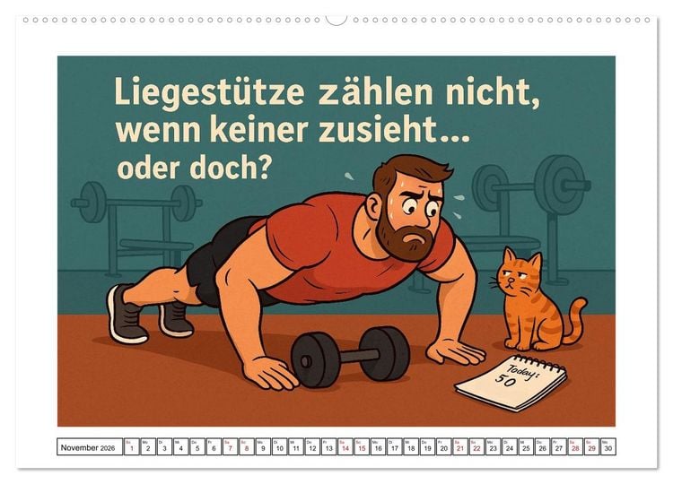 Produktbild: Kraftsport, Hanteln und Humor (hochwertiger Premium Wandkalender 2026 DIN A2 quer), Kunstdruck in Hochglanz