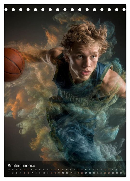 Produktbild: Basketball - Die visuelle Kraft des Sports (Tischkalender 2026 DIN A5 hoch), CALVENDO Monatskalender