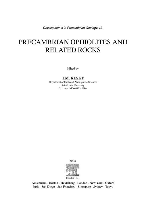 Produktbild: Precambrian Ophiolites and Related Rocks