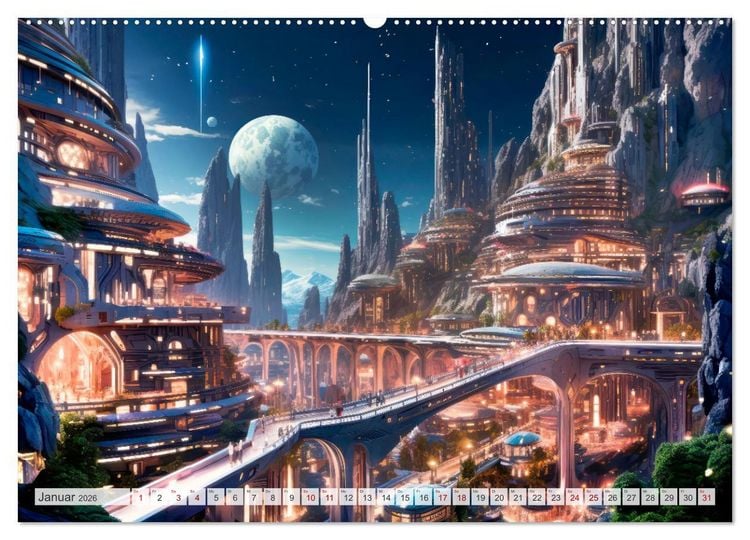 Produktbild: SCIENCE-FICTION Leben auf fernen Planeten (hochwertiger Premium Wandkalender 2026 DIN A2 quer), Kunstdruck in Hochglanz