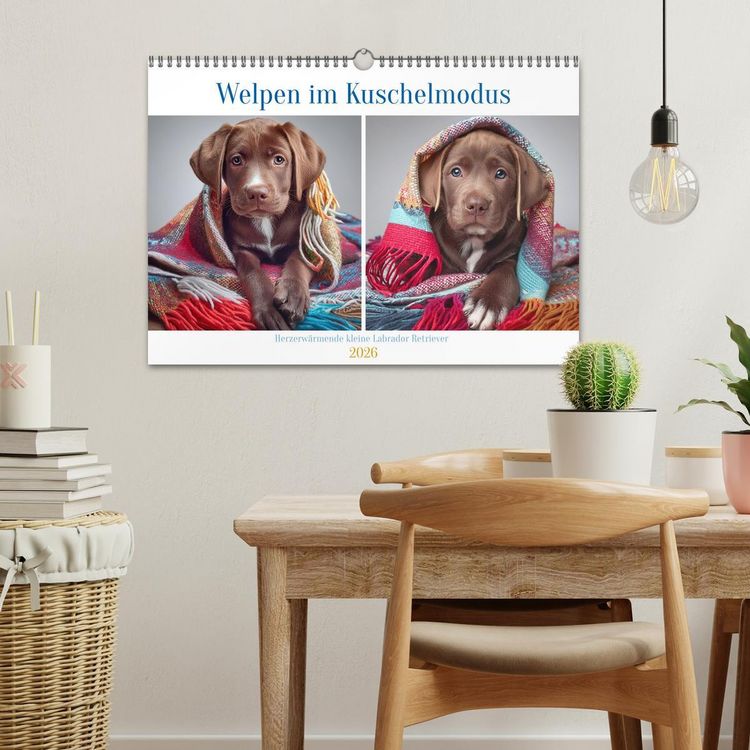 Produktbild: Welpen im Kuschelmodus - Herzerw&auml;rmende kleine Labrador Retriever (Wandkalender 2026 DIN A3 quer), CALVENDO Monatskalender