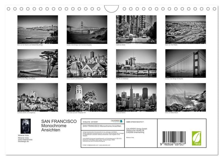 Produktbild: SAN FRANCISCO Monochrome Ansichten (Wandkalender 2026 DIN A4 quer), CALVENDO Monatskalender