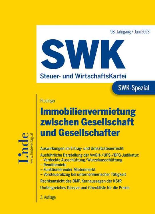 Bild vom Artikel SWK-Spezial Immobilienvermietung zwischen Gesellschaft und Gesellschafter vom Autor Christian Prodinger
