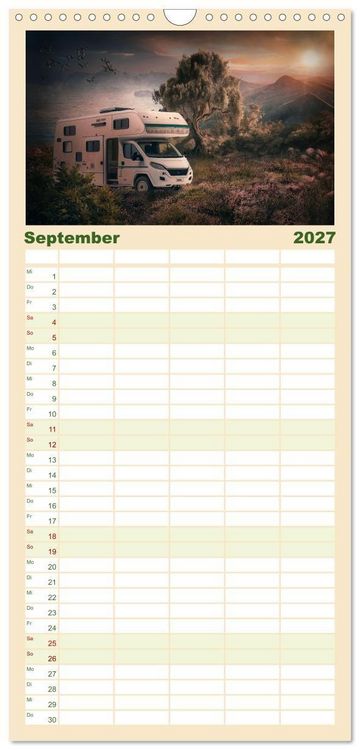 Produktbild: Familienplaner 2027 - Camping macht gl&uuml;cklich! mit 5 Spalten (Wandkalender, 21 x 45 cm) CALVENDO