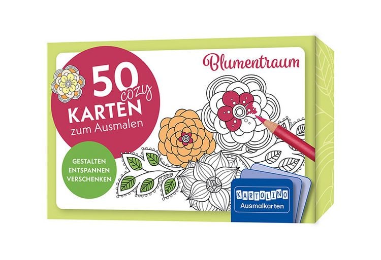 Produktbild: 50 cozy Karten zum Ausmalen &ndash; Blumentraum