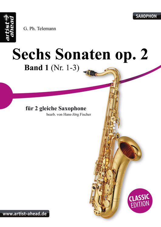 Produktbild: Sechs Sonaten op. 2 &ndash; Band 1 (Nr. 1-3) &ndash; f&uuml;r zwei gleiche Saxophone &ndash; von Georg Philipp Telemann