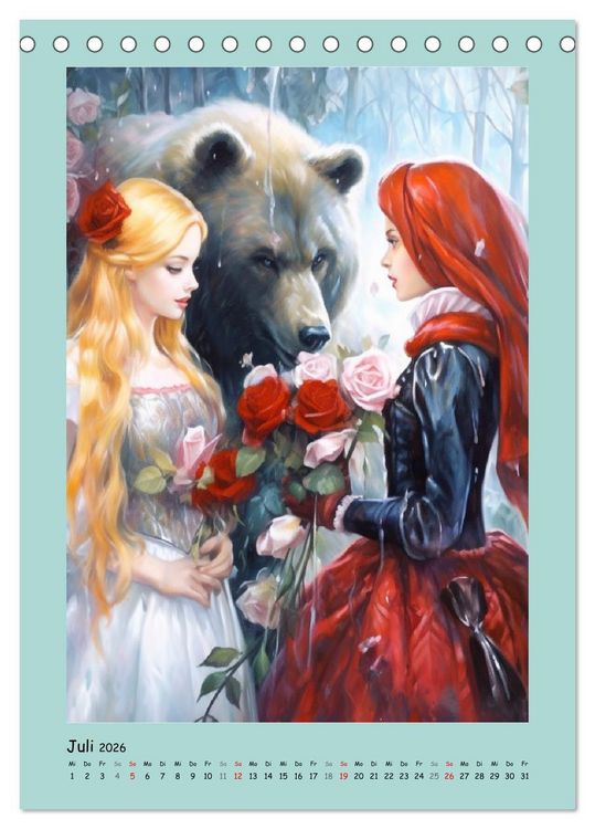 Produktbild: Zauberhafte M&auml;rchenillustrationen im Romantik-Stil (Tischkalender 2026 DIN A5 hoch), CALVENDO Monatskalender