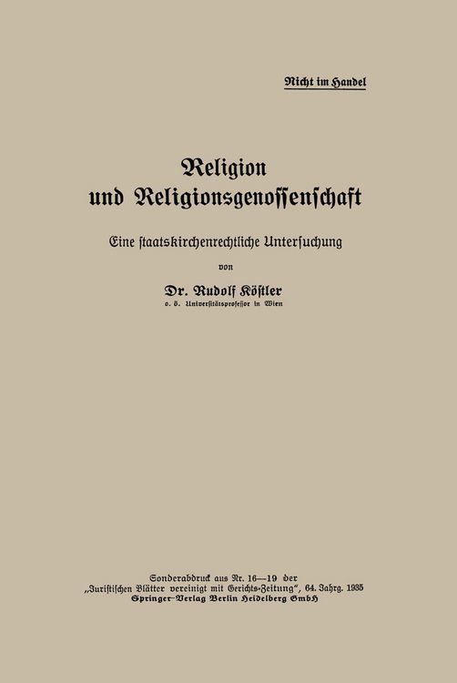 Produktbild: Religion und Religionsgenossenschaft