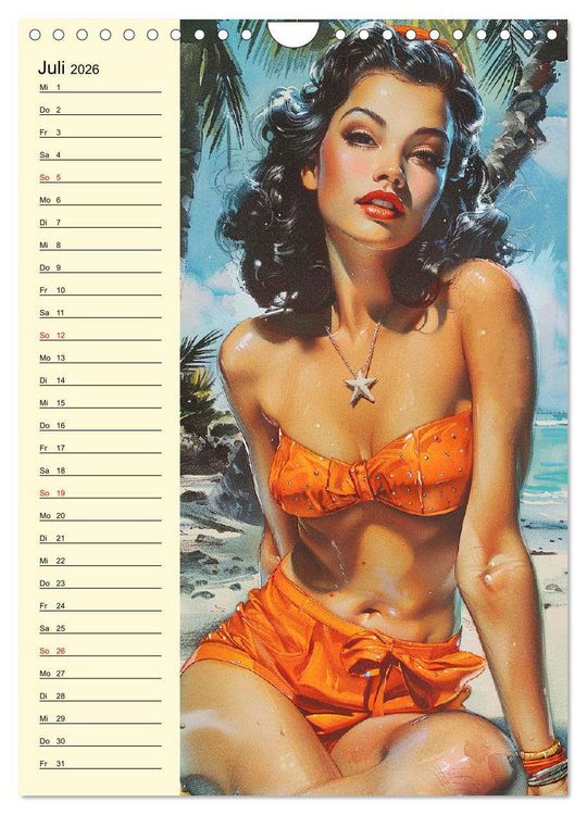Produktbild: Pin-up-Girls. Sexappeal am Strand (Wandkalender 2026 DIN A4 hoch), CALVENDO Monatskalender