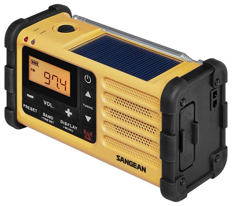 Produktbild: Sangean MMR-88 Outdoorradio UKW, MW Notfallradio Akku-Ladefunktion, Taschenlampe, wiederaufladbar, Solarpanel, Handkurbel Schwarz, Gelb