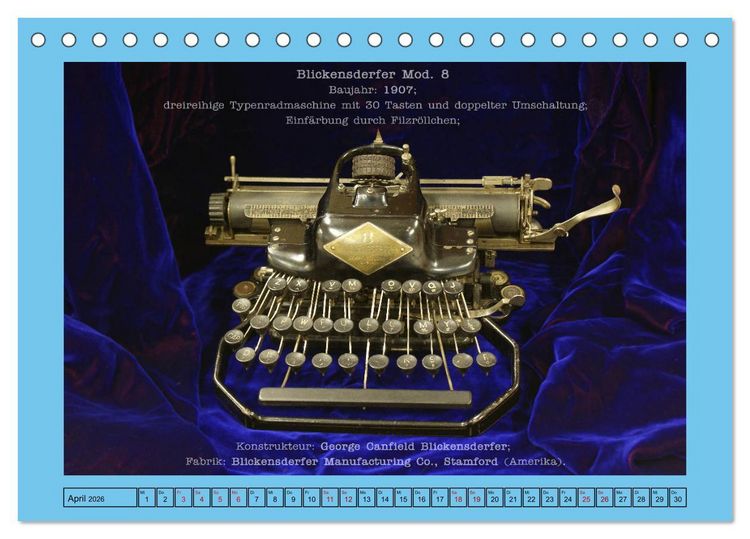 Produktbild: Schreibmaschinen um 1900 (Tischkalender 2026 DIN A5 quer), CALVENDO Monatskalender