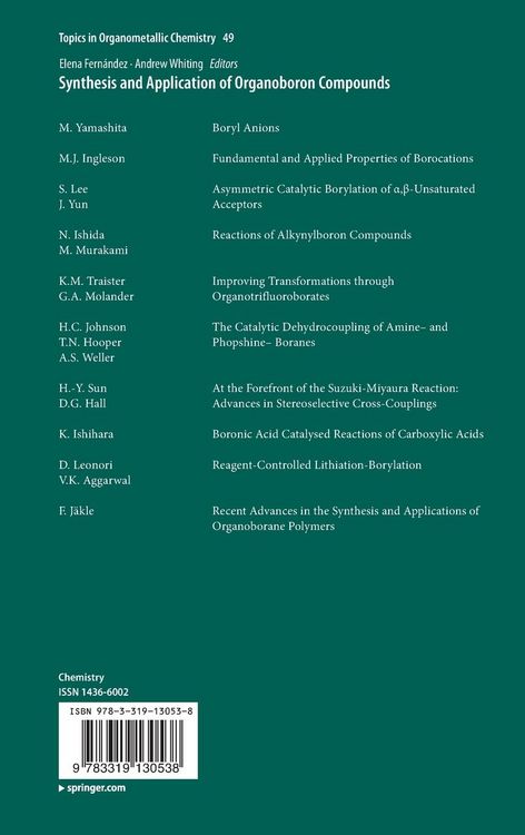 Produktbild: Synthesis and Application of Organoboron Compounds