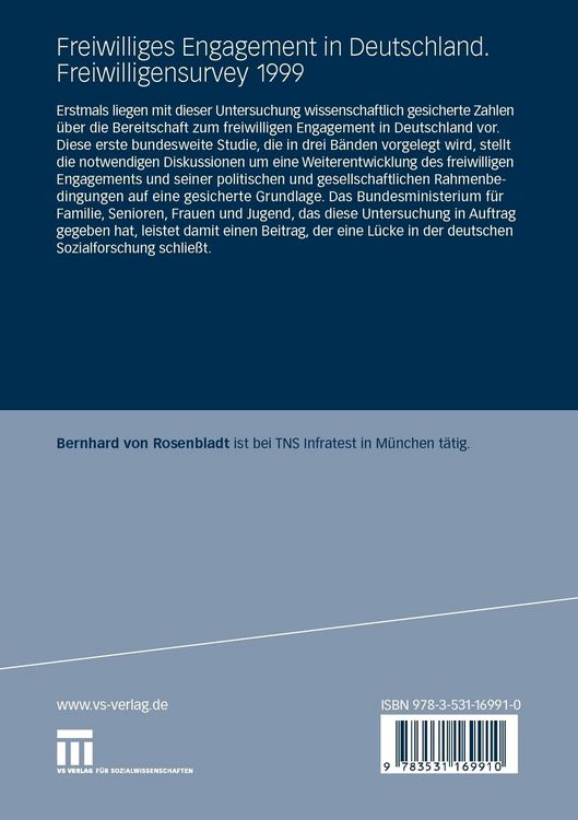 Produktbild: Freiwilliges Engagement in Deutschland. Freiwilligensurvey 1999