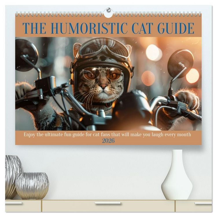 Produktbild: The humoristic cat guide (High Quality Premium Wall Calendar 2026 DIN A2 landscape),CALVENDO 12 Month Wall Calendar