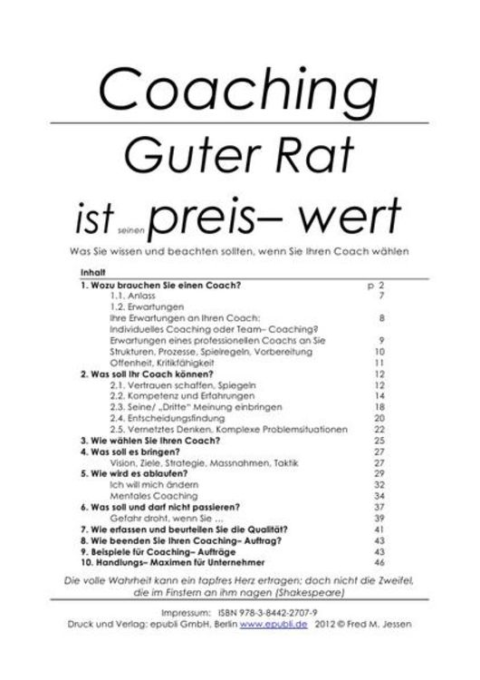 Produktbild: Coaching: Guter Rat ist seinen Preis- wert