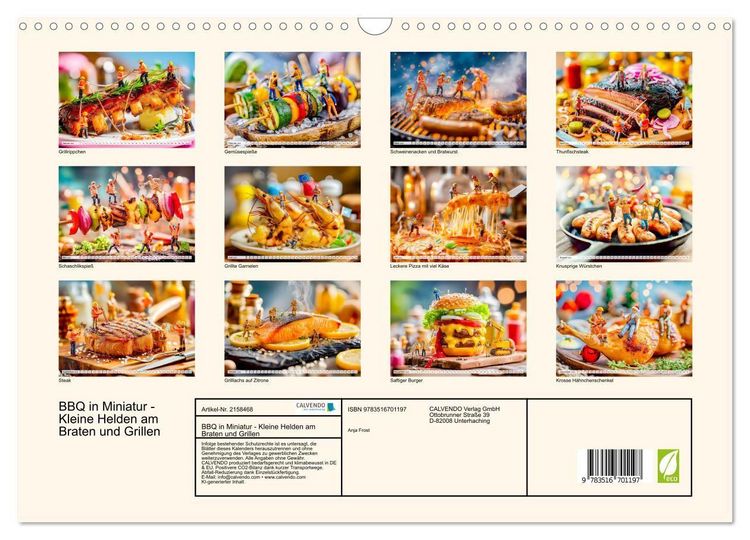 Produktbild: BBQ in Miniatur - Kleine Helden am Braten und Grillen (Wandkalender 2026 DIN A3 quer), CALVENDO Monatskalender