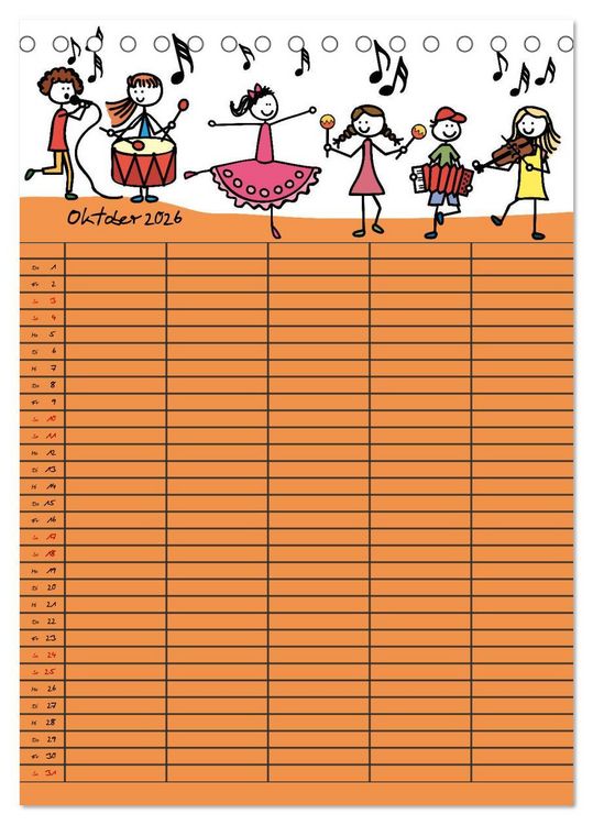 Produktbild: Fr&ouml;hlicher Familienplaner (Tischkalender 2026 DIN A5 hoch), CALVENDO Monatskalender