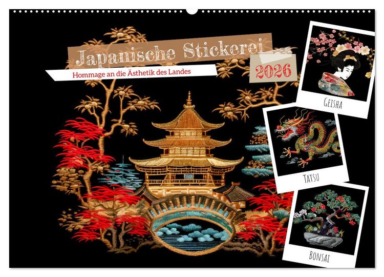 Produktbild: Japanische Stickerei - Hommage an die &Auml;sthetik des Landes (Wandkalender 2026 DIN A2 quer), CALVENDO Monatskalender