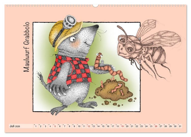 Produktbild: Kater Mizzimo und seine Freunde (hochwertiger Premium Wandkalender 2026 DIN A2 quer), Kunstdruck in Hochglanz