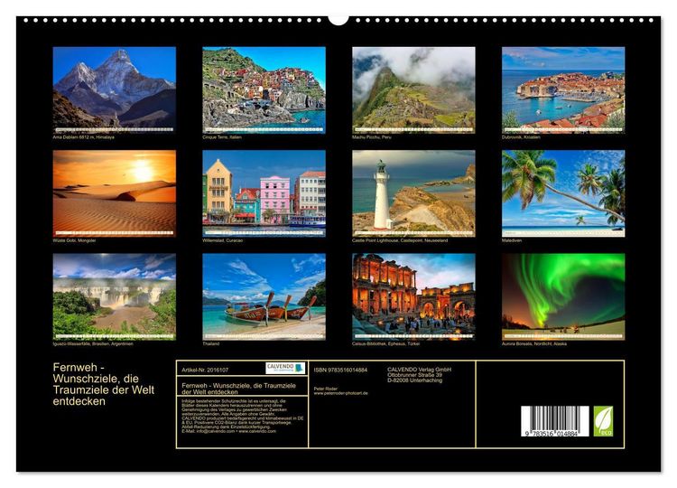 Produktbild: Fernweh - Wunschziele, die Traumziele der Welt entdecken (hochwertiger Premium Wandkalender 2026 DIN A2 quer), Kunstdruck in Hochglanz