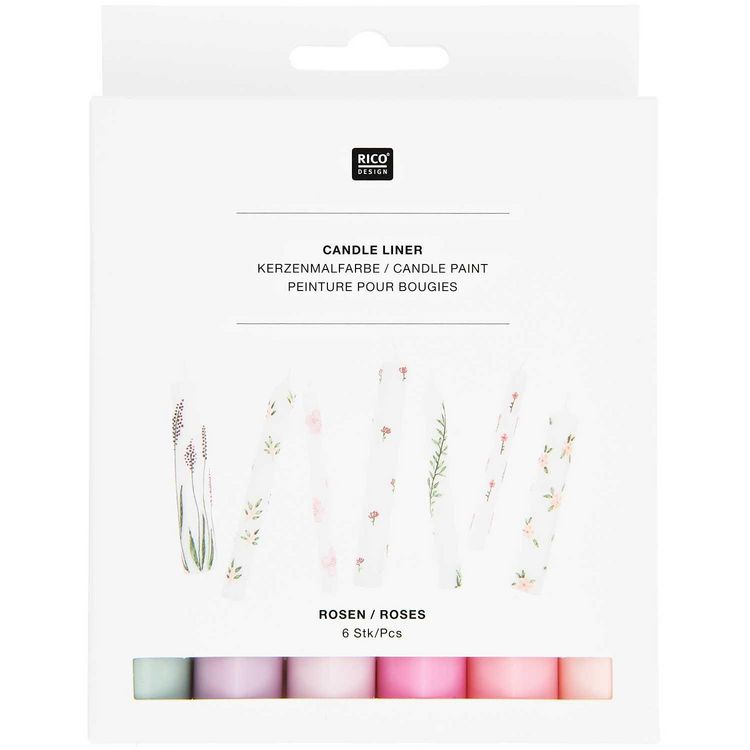 Produktbild: Candle liner Set Roses, 6-tlg Hellrosa, Pink, Magenta, Flieder, Lila, Salbei