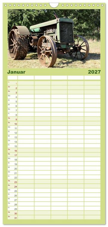 Produktbild: Familienplaner 2027 - Rostige alte Traktoren mit 5 Spalten (Wandkalender, 21 x 45 cm) CALVENDO