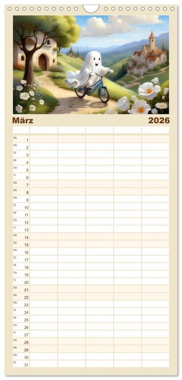 Produktbild: Familienplaner 2026 - Korbinian, der kleine Geist mit 5 Spalten (Wandkalender, 21 x 45 cm) CALVENDO