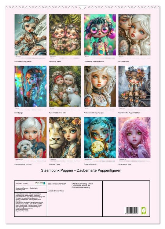 Produktbild: Steampunk Puppen &ndash; Zauberhafte Puppenfiguren (Wandkalender 2026 DIN A2 hoch), CALVENDO Monatskalender