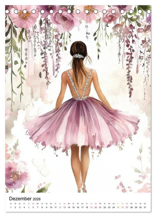 Produktbild: Ballerinas in Aquarell (Tischkalender 2026 DIN A5 hoch), CALVENDO Monatskalender