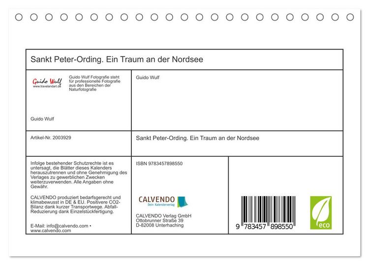 Produktbild: Sankt Peter-Ording. Ein Traum an der Nordsee (Tischkalender 2026 DIN A5 quer), CALVENDO Monatskalender