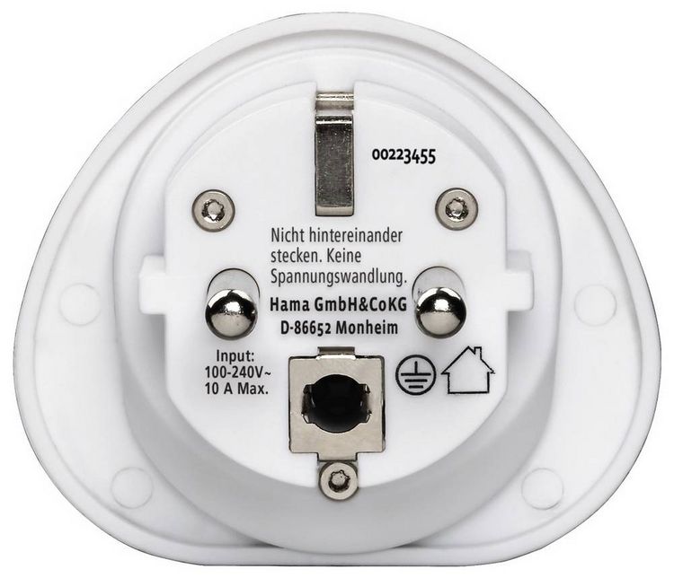 Produktbild: Hama 00223455 Reiseadapter Reiseadapter Typ E und F, 3-polig, universal, Welt nach Europa, Wei&szlig;