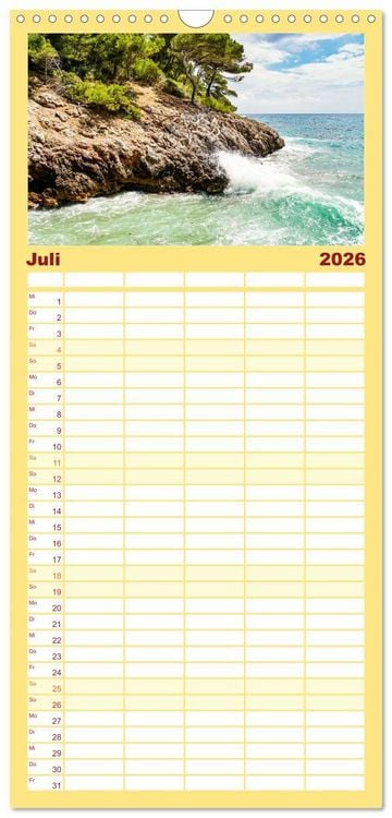 Produktbild: Familienplaner 2026 - Mallorca Meine Liebe mit 5 Spalten (Wandkalender, 21 x 45 cm) CALVENDO