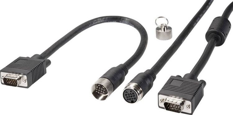 Produktbild: Renkforce VGA Anschlusskabel VGA 15pol. Stecker, VGA 15pol. Stecker 10.00 m Schwarz RF-4537804 f&uuml;r Leerrohr-Montage, mit Ferritkern VGA-Kabel