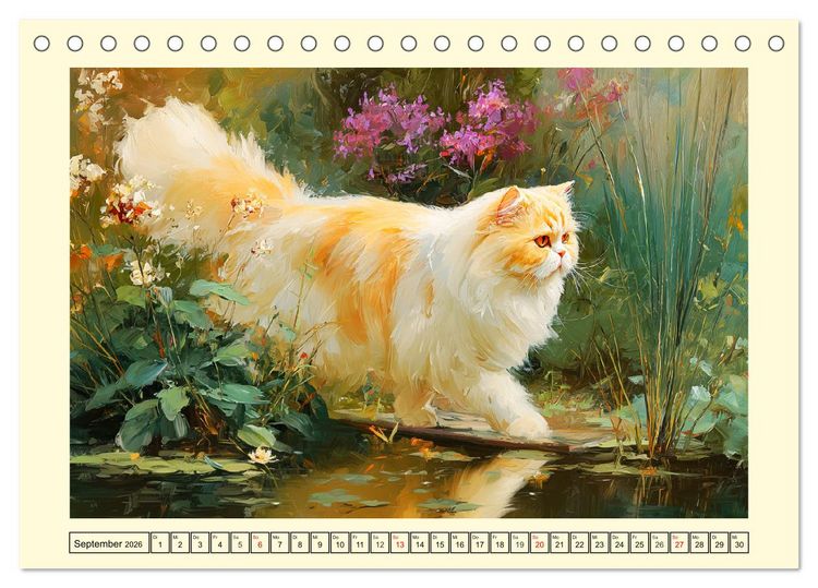 Produktbild: Perserkatzen. Flauschige Momente in kunstvoller &Ouml;loptik (Tischkalender 2026 DIN A5 quer), CALVENDO Monatskalender