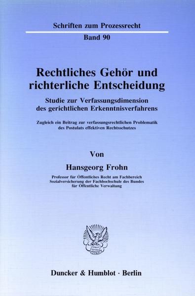 Produktbild: Rechtliches Geh&ouml;r und richterliche Entscheidung.