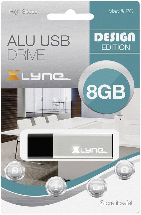 Produktbild: Xlyne ALU USB-Stick 8GB Aluminium 177556-2 USB-A (USB 2.0)