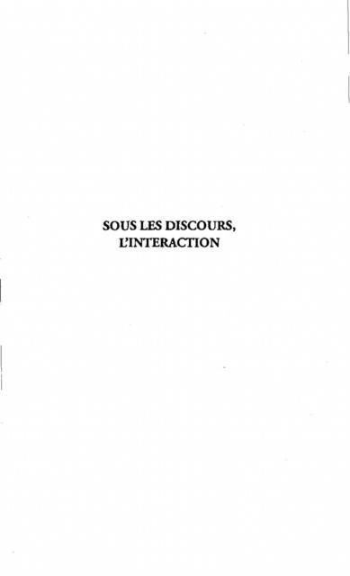 Produktbild: Sous les Discours, l'interaction