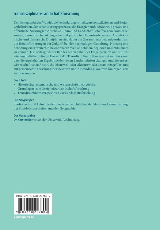 Produktbild: Transdisziplin&auml;re Landschaftsforschung