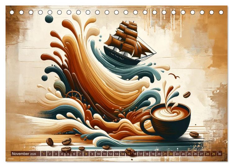 Produktbild: Kaffee & Kunst: Ein Kalender f&uuml;r Genie&szlig;er (Tischkalender 2026 DIN A5 quer), CALVENDO Monatskalender