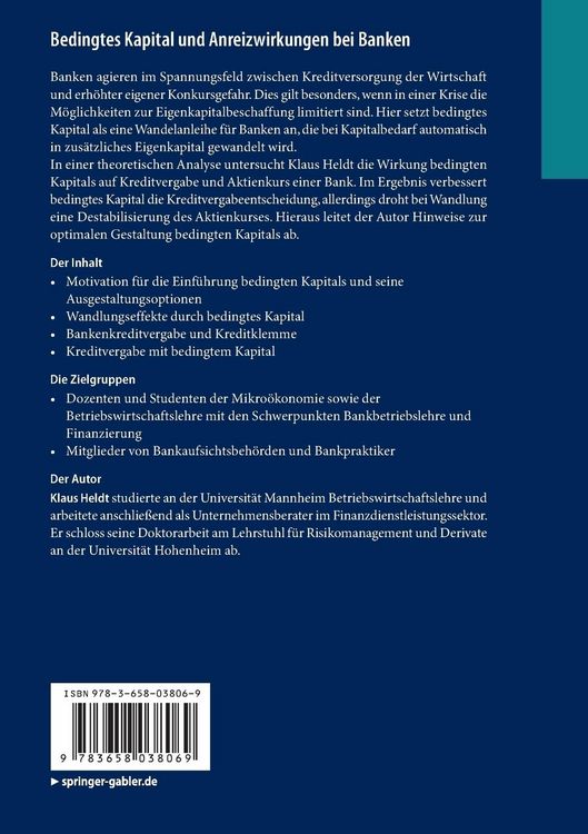 Produktbild: Bedingtes Kapital und Anreizwirkungen bei Banken