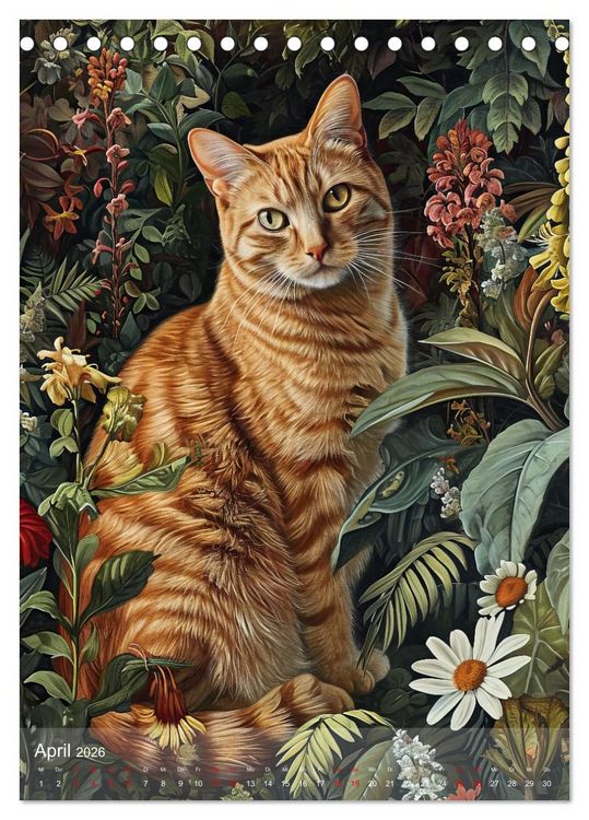 Produktbild: Katzen Kunstillustrationen (Tischkalender 2026 DIN A5 hoch), CALVENDO Monatskalender